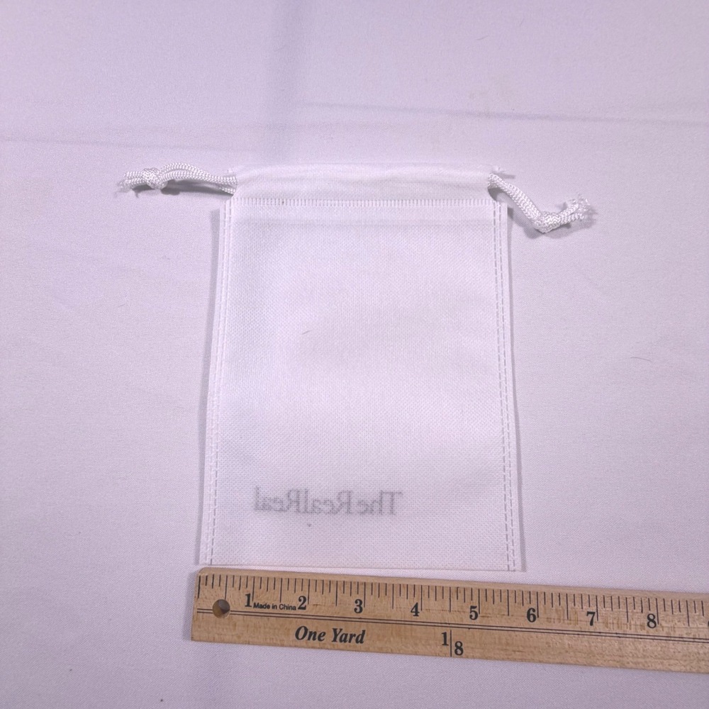 The RealReal White Jewelry Dust Bags Set of 2 Small Drawstring Pouches LogoPrint - Picture 3 of 5